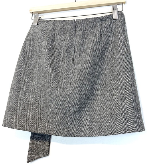 Aritzia | Wilfred | Wrap Front Skirt Grey Herringbone Size 2 Wool Cashmere - Picture 7 of 12